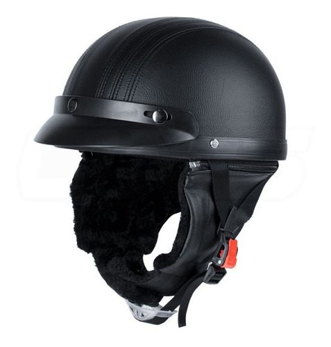 Casco Moto Cuero Con Visera Tipo Chopper Bobber