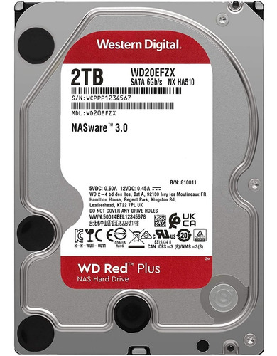 Disco Duro Western Digital Red Plus 2tb Sata3 Color Plateado