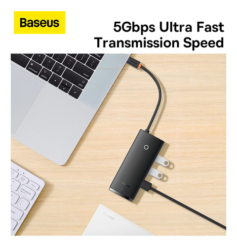 Adaptador de hub Baseus de 5 puertos tipo C/HDMI+USB3.0*3+PD de 100 W