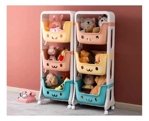 Organizador De Juguetes Colores Y Caritas Divertido En Pvc