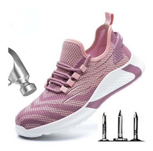 Tenis De Seguridad Industrial Rosa Para Mujer