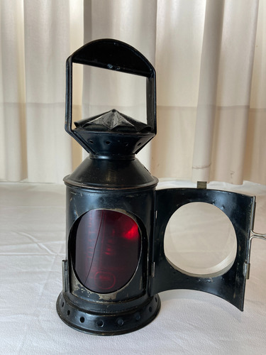 Antiguo Farol Ferroviario De Hierro Negro Para Señalero (Usado)