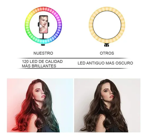 Aro De Luz Rgb 33cm Profesional Con Trípode Y 2mts Extensión