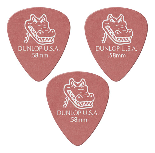 Kit 3 Palhetas Dunlop Gator Grip Guitarra Violão 0,58mm