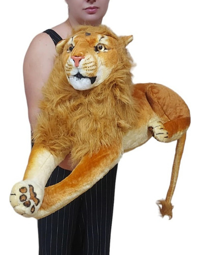 Leão + Tigre De Pelúcia Gigante G 115cm 1,15 Mts Decorações 