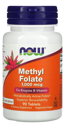 Methyl Folate Now Foods Metilfolato Ácido Fólico Complexo B Sabor Sem sabor