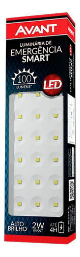4 Pçs. Luminária De Emergencia Led Avant Smart Cor Branco 110v/220v