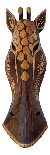 Adorno Mascaras De Jirafas O Cebras Madera Artesania 50 Cms