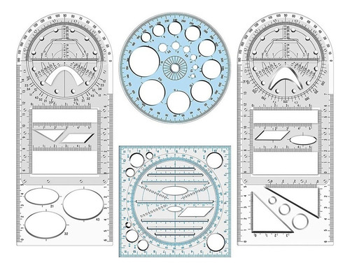 - Régua Geométrica Multifuncional 4pcs Régua De Desenho De