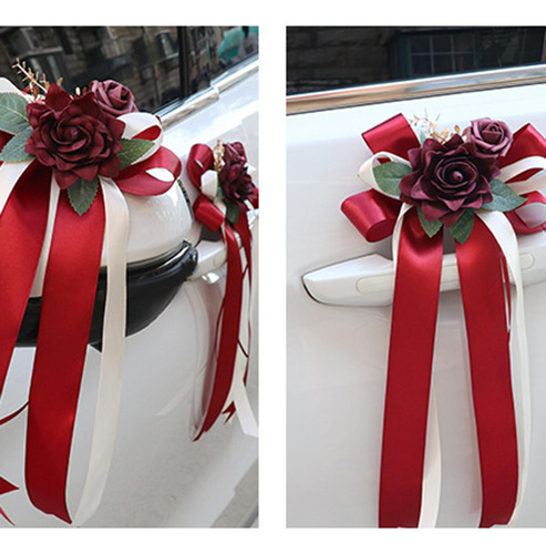 Juego De Decoración Para Coche De Boda, Juego De Ramo Rojo