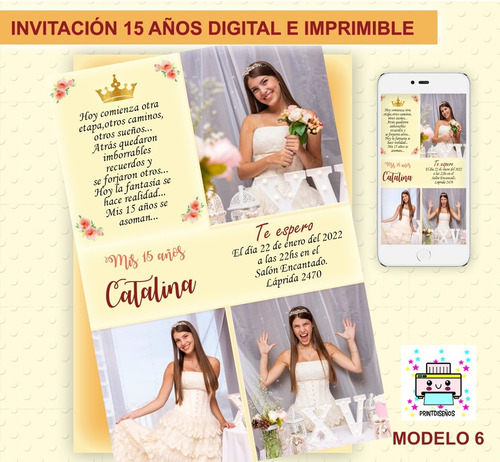 Tarjeta Invitación Cumple 15 Años Whatsapp E Imprimi Foto 6