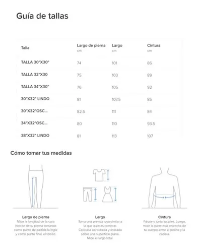 Talla pantalon 30 online x 32 hombre