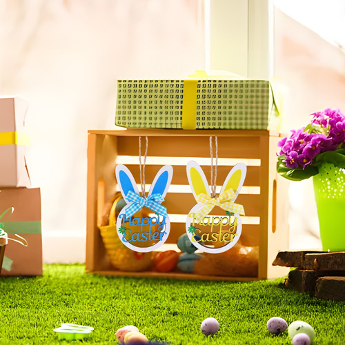 Adornos De Madera Amarilla Para Árbol De Conejo De Pascua Co