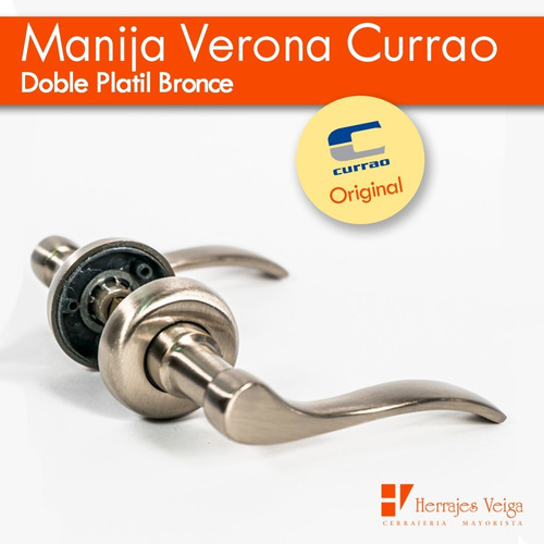 Imagen 2 de 7 de Manija Verona Currao Doble Br Platil Picaporte Puerta Elisse