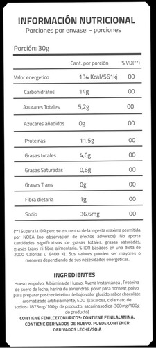 Ovofull Proteína En Polvo Sabor Chocolate 300g Bolsa