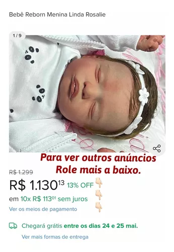 Mini Bebê Reborn Silicone Sólido Completo *Lelê* VERSAO MENINO OU MENINA