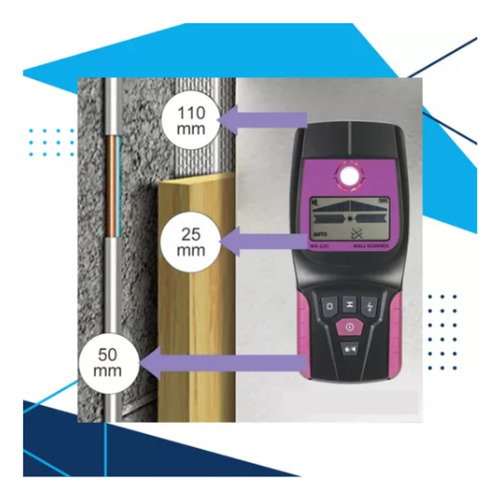 Scanner Parede Detector Metal Madeira Fios Eletrico Cano Pvc Preto