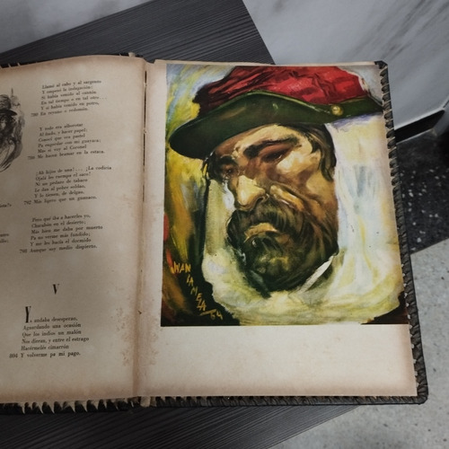 Libro Martin Fierro Ilustrado, Lomo De Cuero De Vaca (Usado)