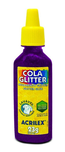 Cola Colorida Com Glitter 23g Lavável Cor Violeta Acrilex