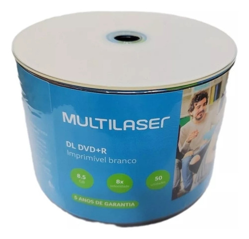 100 Unidades Dvd+r Printable Multilaser Dual Layer 8.5gb 