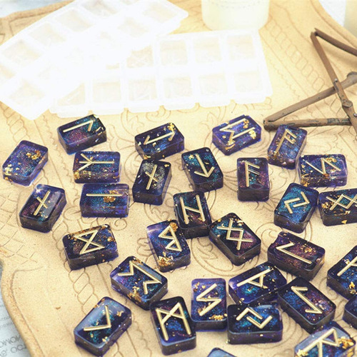 Molde De Resina Para Runas Con Grabado Alfabeto Futhark