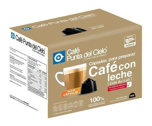 Cápsulas De Café Punta Del Cielo Café Con Leche 16 Pzas