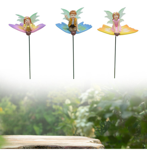 3x Luminoso Mini Estatua De Hadas Estatuas De Jardín Para