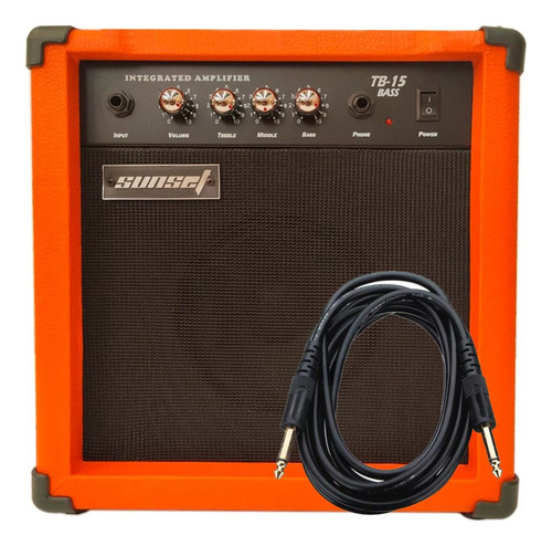 Amplificador Para Bajo Sunset 15watts De Estudio + Cable