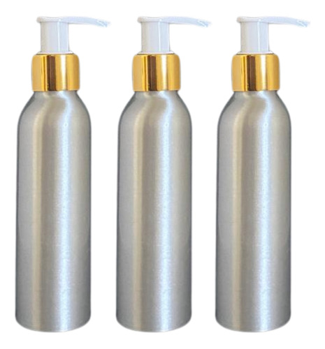 Kit 3 Aceiteras Para Masaje Aluminio 125 Ml Premium Doradas