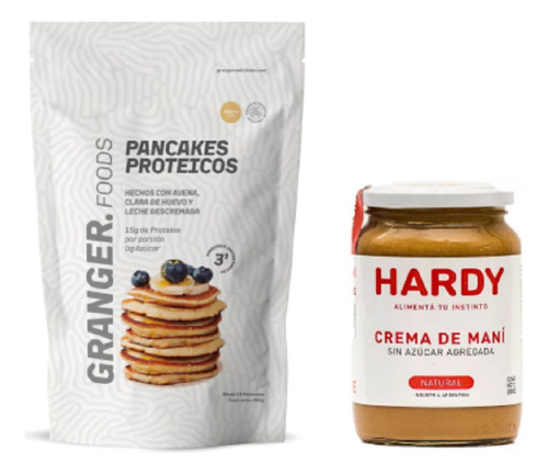 Pancakes Proteicos 450g Granger + Crema De Maní 380g Hardy