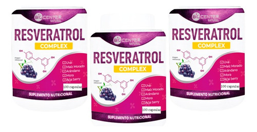 Resveratrol Complex Maíz Morado Arándano Acai Berry  Pack X3