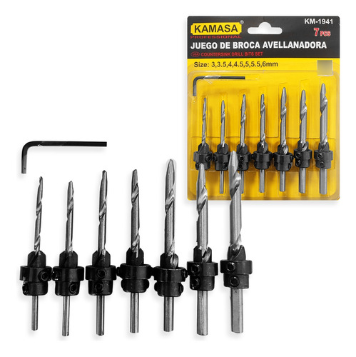 Juego / Set De 7 Brocas Avellanadora Madera Plastico Pvc