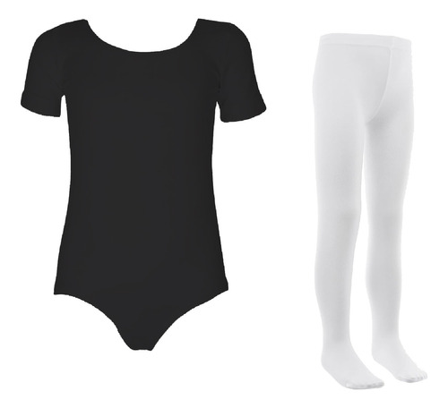 Leotardo Manga Corta Seamless + Malla Nylon Ballet Gimnasia