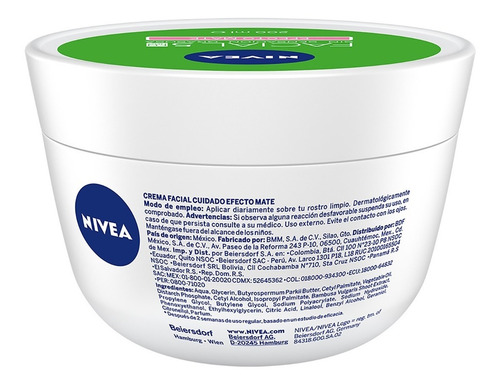 Imagen 3 de 8 de Crema Facial Nivea Cuidado Efecto Mate 5 En Uno 200 Ml