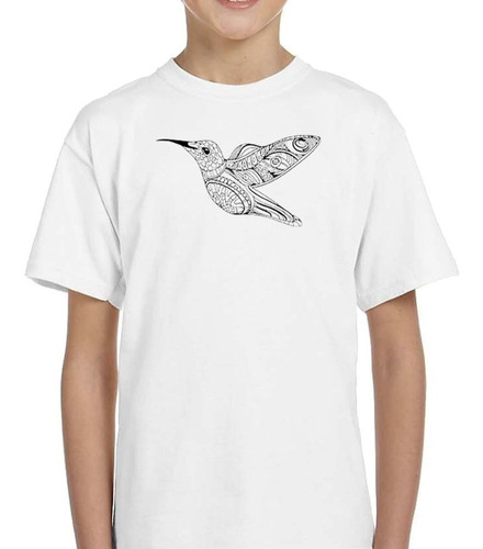 Remera De Niño Colibri Volando Lineas Art