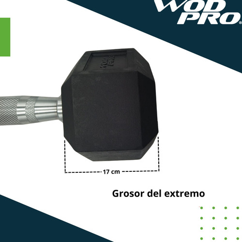 Mancuerna Hexagonal Wod Pro 80 Lb Cromada Moleteada Color Cromado