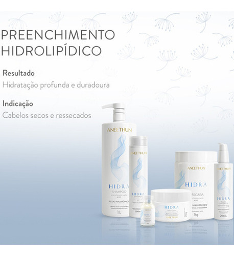 Kit 3 Shampoos Hidra Hialurônico Aneethun- 900ml