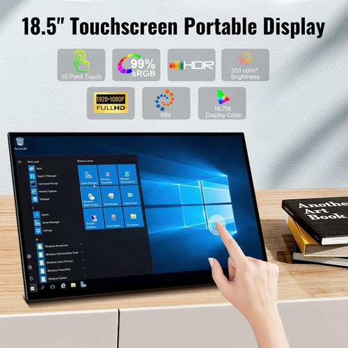 Monitor De Pantalla Táctil Portátil De 18.5 Pulgadas, Hdr, E