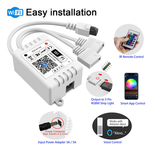Controlador Led Wifi Rgbw Gidealed Smart De 2 Salidas Y 5 Pi
