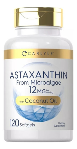 Carlyle Astaxanthin 12mg 120 Softgels Suplemento Microalgas Sin Sabor