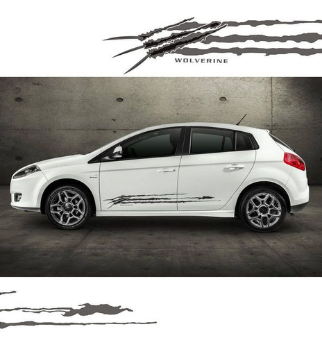 Imagem 3 de 4 de Faixa Adesivo Bravo Wolverine Grafite + Emblema Fiat Black