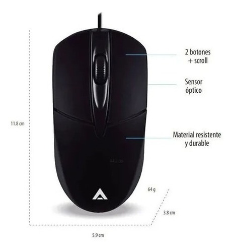 Imagen 2 de 2 de Mouse Óptico Acteck Entry 100 Ac-928830, Usb. Color Negro.