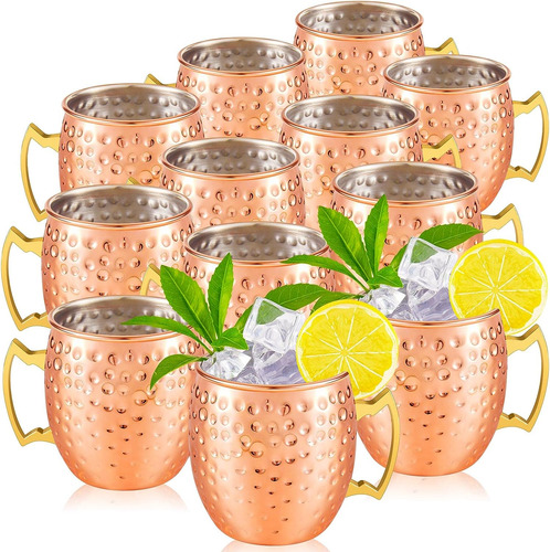 Juego De 12 Tazas Moscow Mule, Tazas Martilladas De 19 Oz, 3