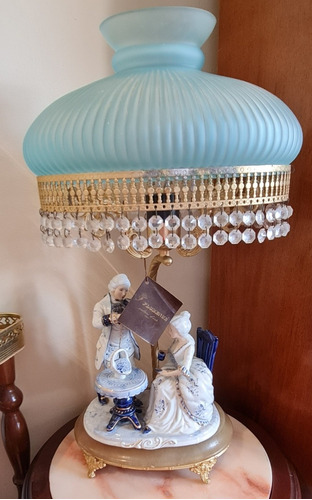 Lámpara De Mesa De Porcelana Italiana 