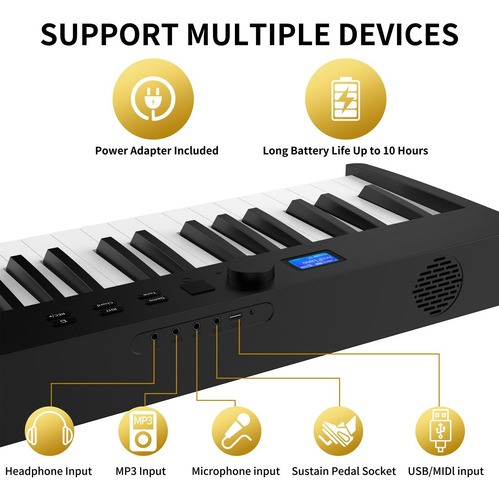 Piano De Teclado Digital Plegable De 88 Key Con Peso Portáti