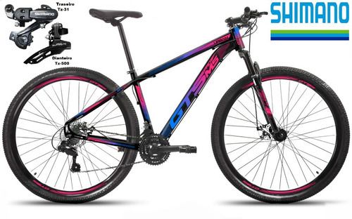 Bicicleta Aro 29 Gts Prom5 Urban Freio A Disco 21 Marchas Cor Preto/Azul/Rosa Tamanho do quadro 19 "