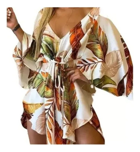 Minivestido De Playa Floral Irregular Hawaiano Para Mujer