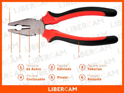 Imagen 7 de 10 de Pinza Universal Profesional Aislada Mango Engomado