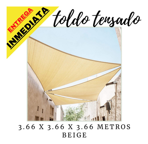 Toldo Triangular Vela Tensado Jardín Playa Beige Terraza