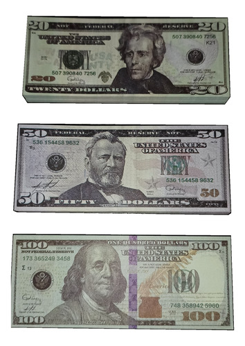 Billetes Utilería Dinero Didáctico Dólares Surtidos Tipo A